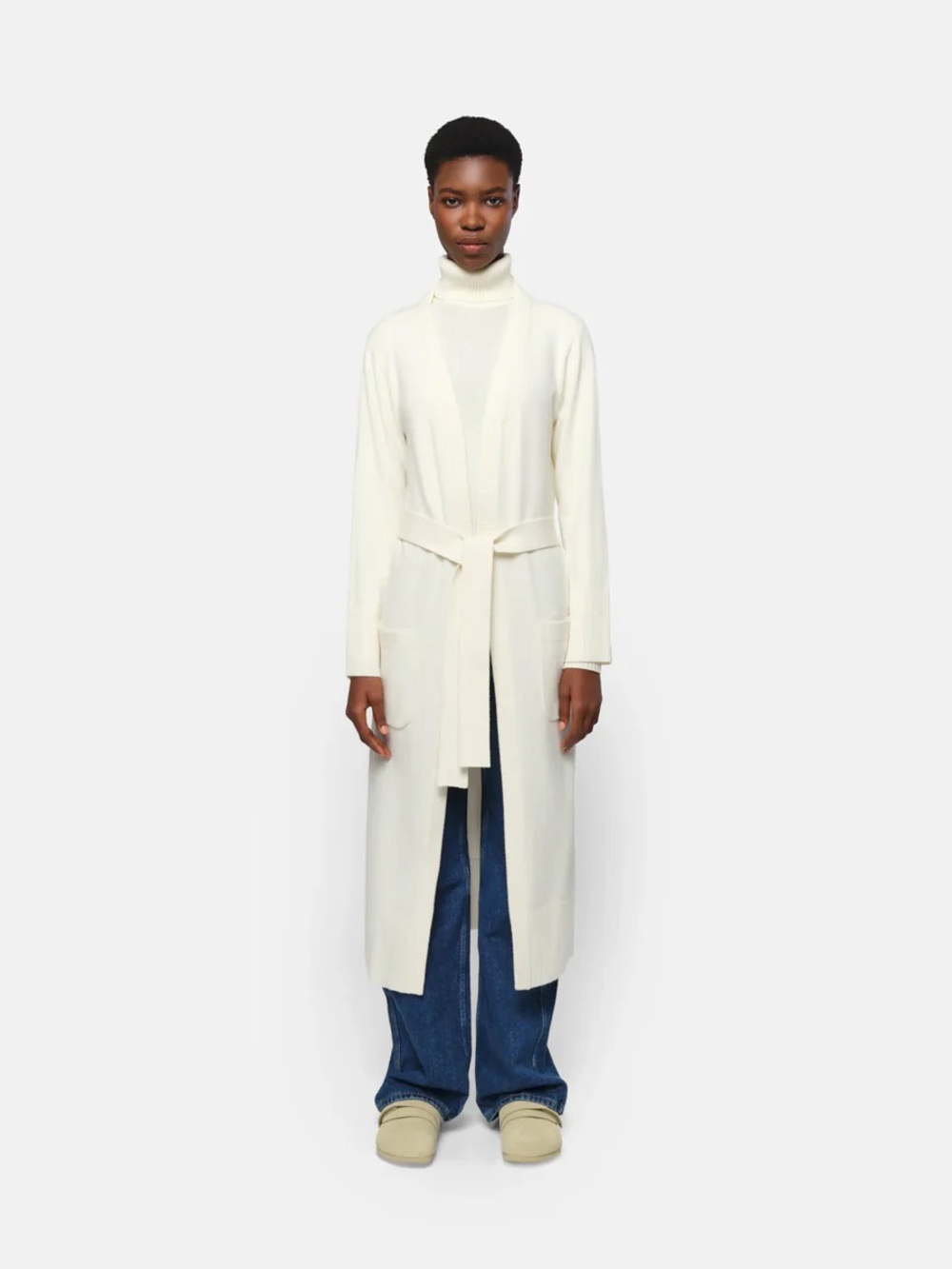 Apparis Alessi Long Belted Cardigan in Cream
